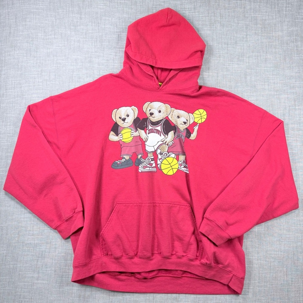 Chinatown Market Basketball Bears Graphic Hoodie Red XXL Streetwear Sweatshirt